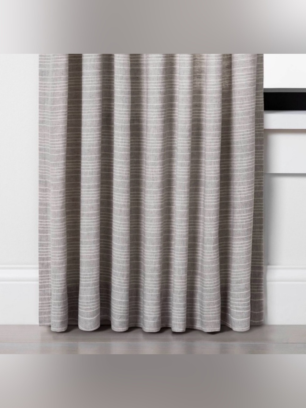 Neutral Gray Striped Window Curtain Panel